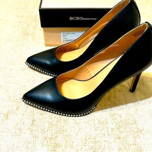 BCBGeneration Black Studded Pointed Heels. New in Box